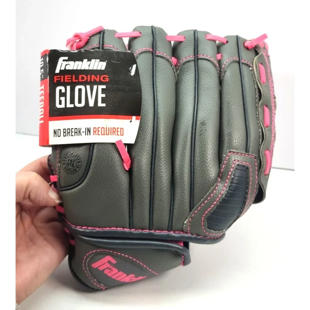 Franklin Fielding Glove 10.5 inch CFS Tee Ball Gray and Pink Glove New with Tags